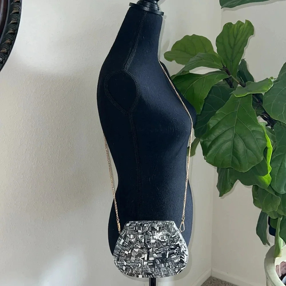 RAMLA Black and White Mosaic Handmade
Shoulder Crossbody Bag Clutch
